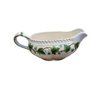 Vintage Royal Gadroon Harker Pottery Ivy Gravy Boat Gold Stamp